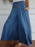 Women’s Cotton Wide Leg Pants Blue / S