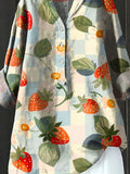 Women’s Vintage Lovely Strawberry Art Print Casual Cotton And Linen Shirt