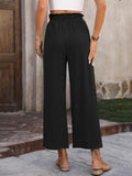 Women’s Solid Color Loose Elegant Casual Simple Cotton And Linen High Waist Wide Leg Pants