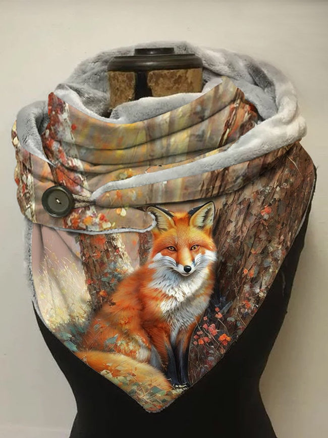 Cute Fox Autumn Winter Warm Print Casual Scarf