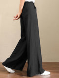 Women's Solid Color Loose Elegant Casual Simple Cotton And Linen Pants