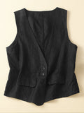 Women’s Cotton And Linen Casual Vest Black / M