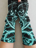 Women's Linear Abstract Flower Art Printing Fingerless Gloves