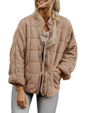 Women’s Solid Color Cotton Jacket With Pockets Khaki / S