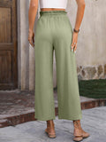 Women’s Solid Color Loose Elegant Casual Simple Cotton And Linen High Waist Wide Leg Pants