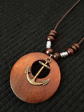 Women’s Ethnic Style Wood And Alloy Long Chain Necklace Anchor / Onesize