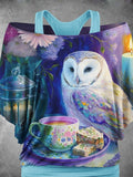 Women's Magic Owl Flower Animal Two Piece Suit Top