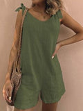 Women’s Cotton And Linen Patch Pocket Dungaree Green / S