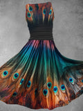 Women's Summer Peacock Art Maxi Dress