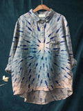 Vintage Lovely Fish Ocean Art Print Casual Cotton And Linen Shirt Multicolor / S