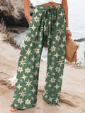 Women’s Vintage Star Art Printed Cotton And Linen Casual Pants Multicolor / S