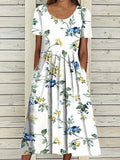 Boho Floral Print Loose Flowy Long Dresses