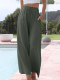 Women’s Solid Color Loose Elegant Casual Simple Cotton And Linen Pants Dark Grey / S