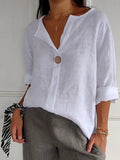 Women’s Casual Cotton Linen Shirt White / S