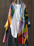 Women’s Colorful Abstract Print Loose Casual Top Jacket Multicolor / S