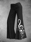 Women's black and white simple musical note vest wide-leg pants suit