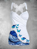 Women's Butterfly Art Print Casual Two-piece Set