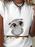 Women’s Summer Owl Print Short Sleeve T-Shirt