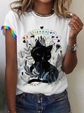 Women's   Animal  Rainbow And Cat T-shirt