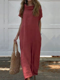 Women’s Turndown Collar Linen Pocket Dress