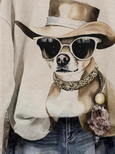 Funny Dog Art Print Casual Hoodie Sweatshirt