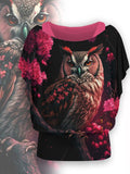 Women's Floral Owl Design Two Piece Suit Top