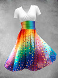 Women's Rainbow Polka Dot Art Casual Maxi Dress