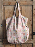 Cute Vintage Photo Frame Floral Print Linen Tote Bag Multicolor / 43Cmx40Cm