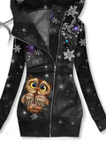 Women’s Winter Vintage Owl Print Casual Sweatshirt