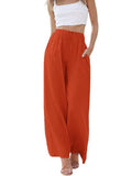 Women’s Solid Color Loose Elegant Casual Simple Cotton And Linen Pants Red / S