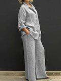 Women’s Solid Color Loose Elegant Casual Shirt Suit Grey / S