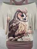 Women's Owl Art Design Two Piece Suit Top