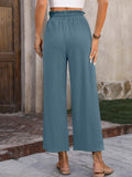 Women’s Solid Color Loose Elegant Casual Simple Cotton And Linen High Waist Wide Leg Pants