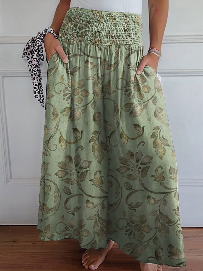 Women’s Flower Print Cotton Wide Leg Pants Multicolor / S