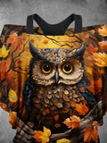 Women's Autumn Maple Owl Animal Two Piece Suit Top