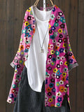 Oil Painting Multicolor Small Floral Printed Women’s Loose Casual Top Jacket / S