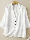 Women’s Cotton And Linen Spring And Sumnmer Suit Jacket White / L