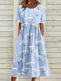 Boho Floral Print Loose Flowy Long Dresses