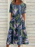 Boho Floral Print Loose Flowy Long Dresses Multicolor4 / S