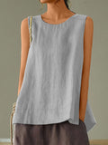 Women’s Solid Color Loose Elegant Casual Sleeveless Tank Top Grey / S