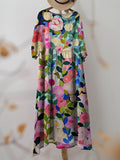 Colorful Spring Floral Garden Printed Women’s Pocket Cotton Dress