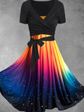 Women's Rainbow Gradient Art Design Two Piece Dress