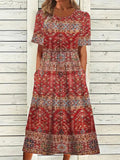 Boho Floral Print Loose Flowy Long Dresses