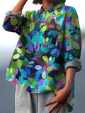 Summer Forest Art Printed Women’s Casual Cotton And Linen Shirt