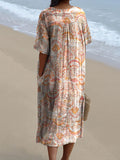 Women’s Scalloped Floral Pattern Beach Resort Dress