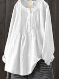 Women’s Retro Cotton And Linen Casual Shirt White / M