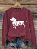 Funny Dachshund Print Casual  Sweatshirt