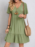 Flowing Dresses In Cotton And Linen Green / S