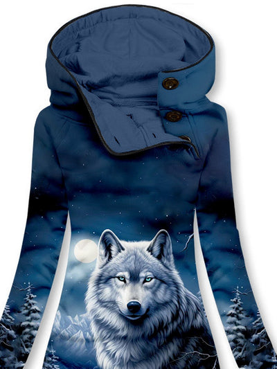 Women's Winter Wolf Art Design Casual Sweatshirt