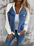 Women’s Denim Patchwork Casual Jacket Blue / S